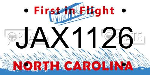 JAX1126 North Carolina License Plate