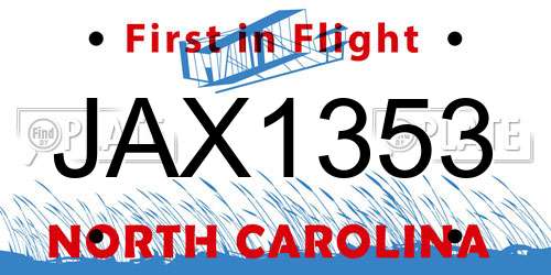 JAX1353 North Carolina License Plate