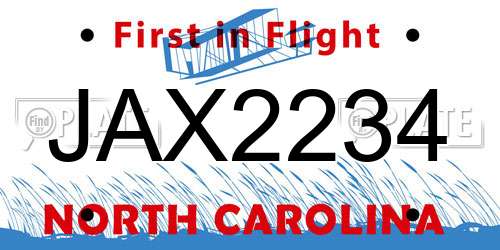JAX2234 North Carolina License Plate