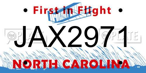 JAX2971 North Carolina License Plate