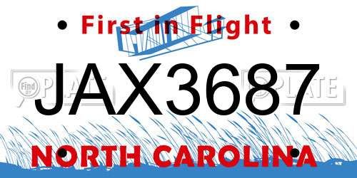JAX3687 North Carolina License Plate