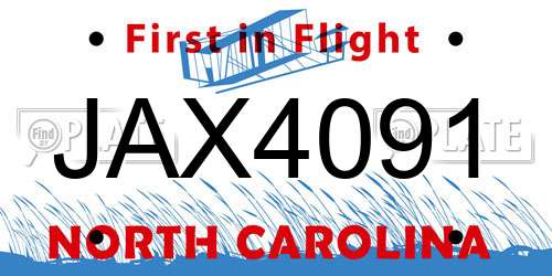 JAX4091 North Carolina License Plate