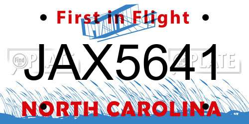 JAX5641 North Carolina License Plate