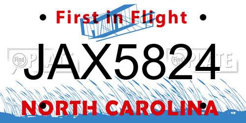 JAX5824 North Carolina License Plate
