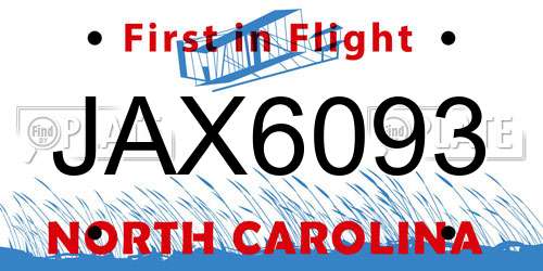 JAX6093 North Carolina License Plate