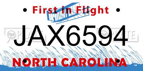JAX6594 North Carolina License Plate
