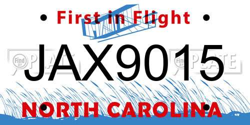 JAX9015 North Carolina License Plate