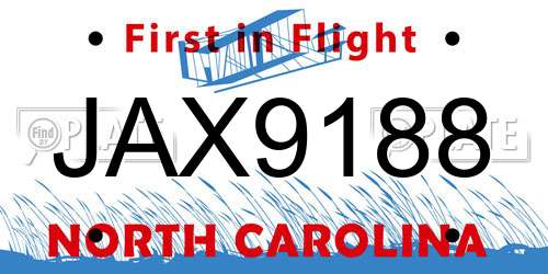 JAX9188 North Carolina License Plate