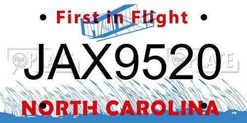 JAX9520 North Carolina License Plate
