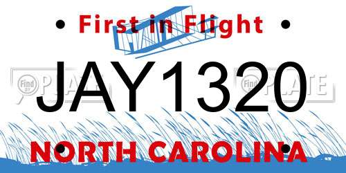 JAY1320 North Carolina License Plate