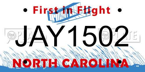 JAY1502 North Carolina License Plate