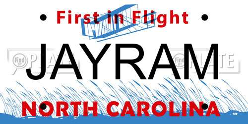 JAYRAM North Carolina License Plate