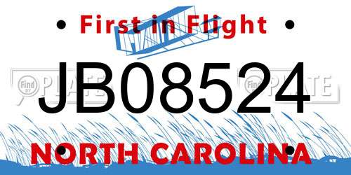 JB08524 North Carolina License Plate