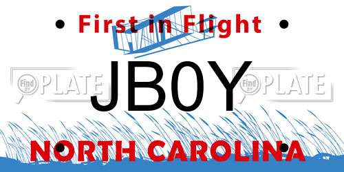 JB0Y North Carolina License Plate