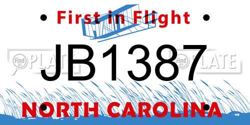 JB1387 North Carolina License Plate