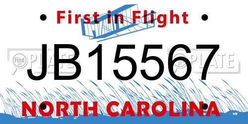 JB15567 North Carolina License Plate