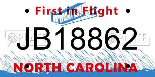 JB18862 North Carolina License Plate