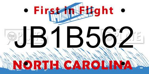 JB1B562 North Carolina License Plate