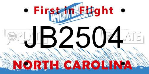 JB2504 North Carolina License Plate