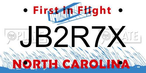 JB2R7X North Carolina License Plate