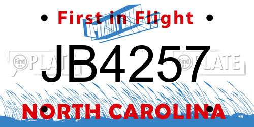 JB4257 North Carolina License Plate