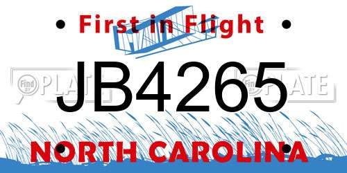 JB4265 North Carolina License Plate