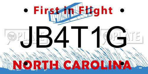 JB4T1G North Carolina License Plate