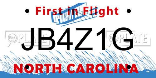JB4Z1G North Carolina License Plate