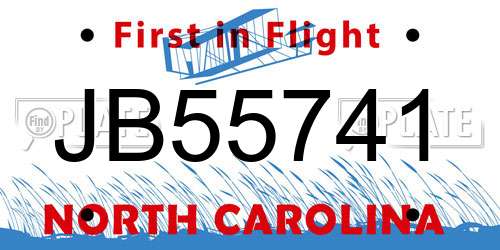 JB55741 North Carolina License Plate