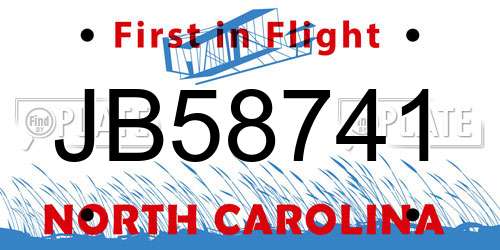 JB58741 North Carolina License Plate