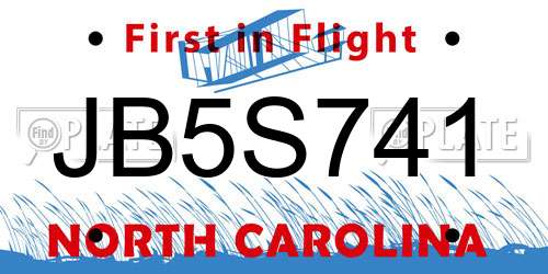 JB5S741 North Carolina License Plate