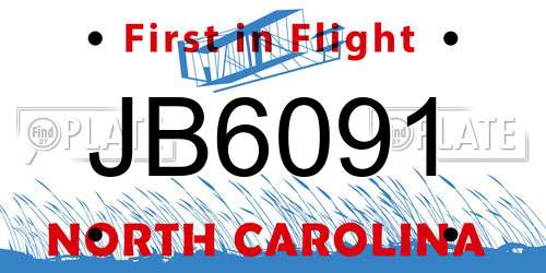 JB6091 North Carolina License Plate