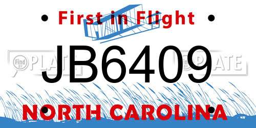 JB6409 North Carolina License Plate