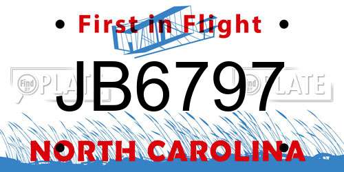 JB6797 North Carolina License Plate