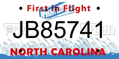 JB85741 North Carolina License Plate