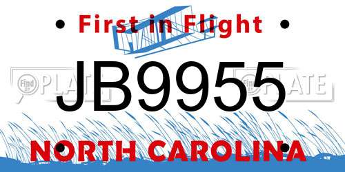 JB9955 North Carolina License Plate