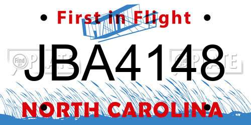 JBA4148 North Carolina License Plate