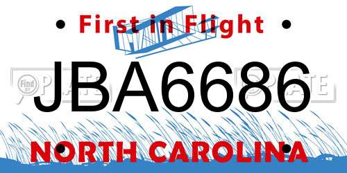 JBA6686 North Carolina License Plate