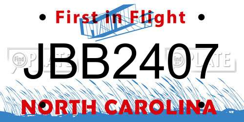 JBB2407 North Carolina License Plate