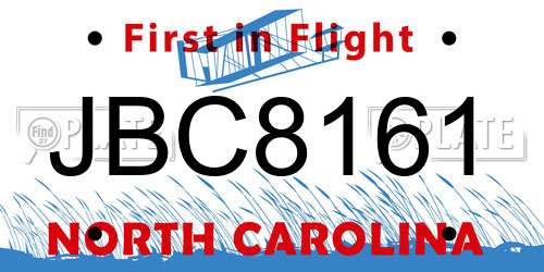 JBC8161 North Carolina License Plate