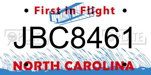 JBC8461 North Carolina License Plate