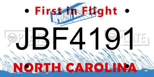 JBF4191 North Carolina License Plate