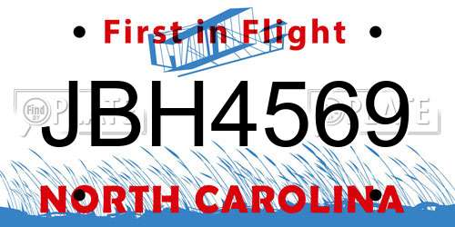JBH4569 North Carolina License Plate