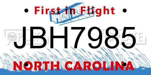 JBH7985 North Carolina License Plate