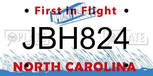 JBH824 North Carolina License Plate