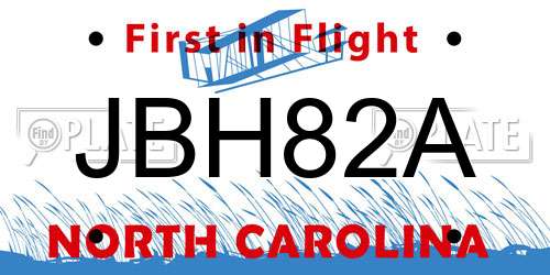 JBH82A North Carolina License Plate