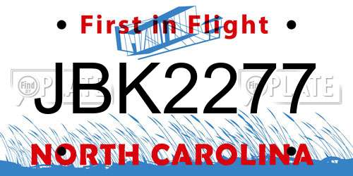 JBK2277 North Carolina License Plate