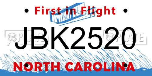 JBK2520 North Carolina License Plate