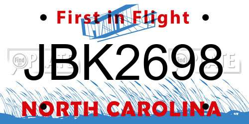 JBK2698 North Carolina License Plate