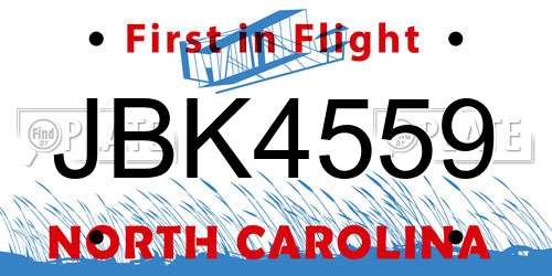 JBK4559 North Carolina License Plate